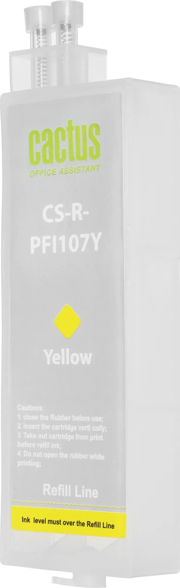 Картридж перезаправляемый струйный Cactus CS-R-PFI107Y желтый (260мл) для Canon imageProGRAF iPF670/680/685/770/780/785 без чипа