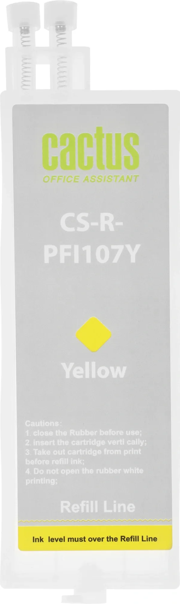 Картридж перезаправляемый струйный Cactus CS-R-PFI107Y желтый (260мл) для Canon imageProGRAF iPF670/680/685/770/780/785 без чипа