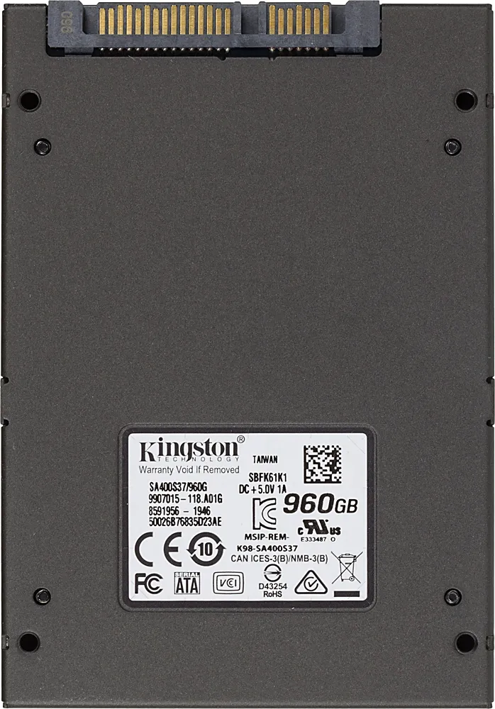 Твердотельный накопитель SSD Kingston A400 SA400S37/960G 960GB 2.5" Client SATA 6Gb/s, 500/450, MTBF 1M, TLC, 300TBW, RTL {10} (277357)