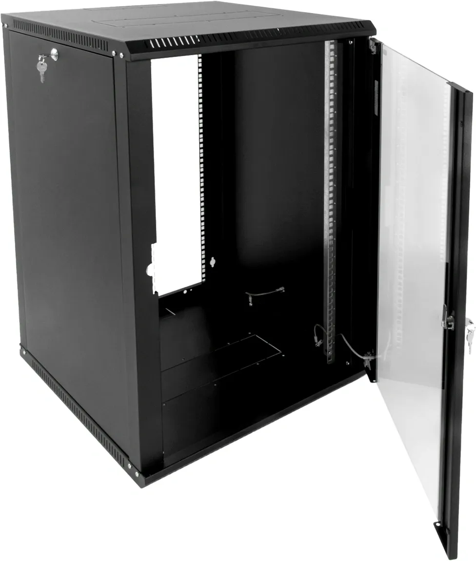 Шкаф коммутационный ЦМО ШРН-ЭКОНОМ (ШРН-Э-12.500-9005) настенный 12U 600x520мм пер.дв.стекл 75кг черный 470мм