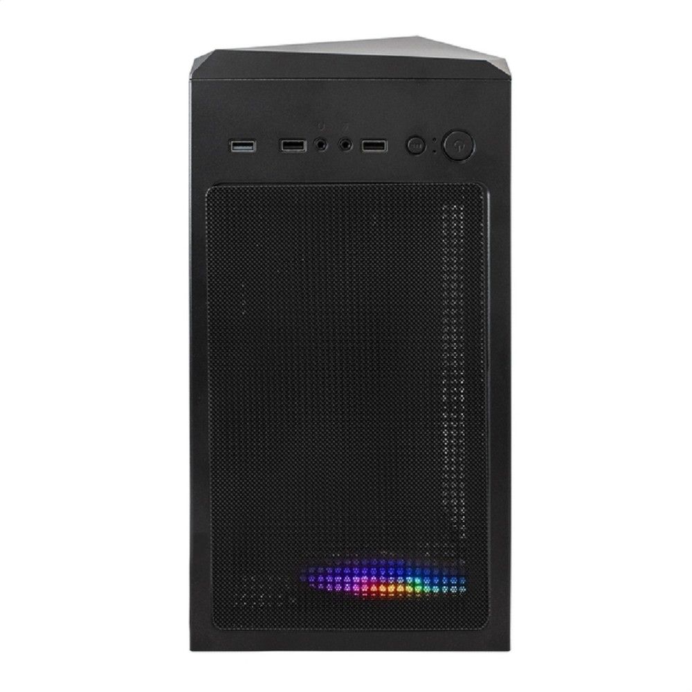 Exegate EX296073RUS Корпус Miditower ExeGate EVO-8225-EVO800 (ATX, БП EVO800RGB с вент. 12см, 2*USB+1*USB3.0, черный, 2 вент. с RGB подсветкой и полоса на передней панели, боковая панель - закаленное 