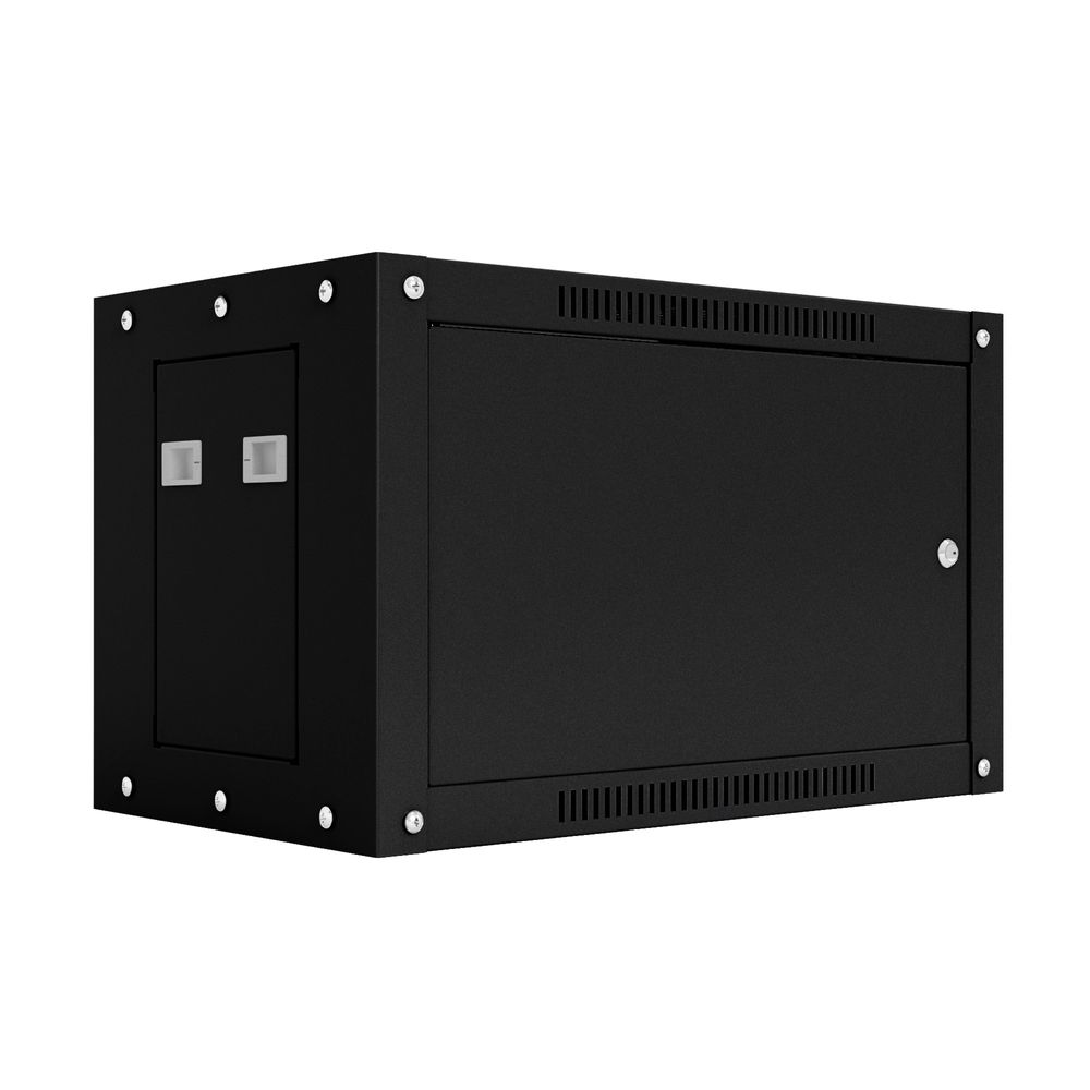 NTSS Шкаф настенный телекоммуникационный NTSS WS 15U 600х450х770мм, 2 профиля 19, дверь сплошная металл, боковые стенки съемные, разобранный, черный RAL 9005 NTSS-WSP15U6045FD-BL