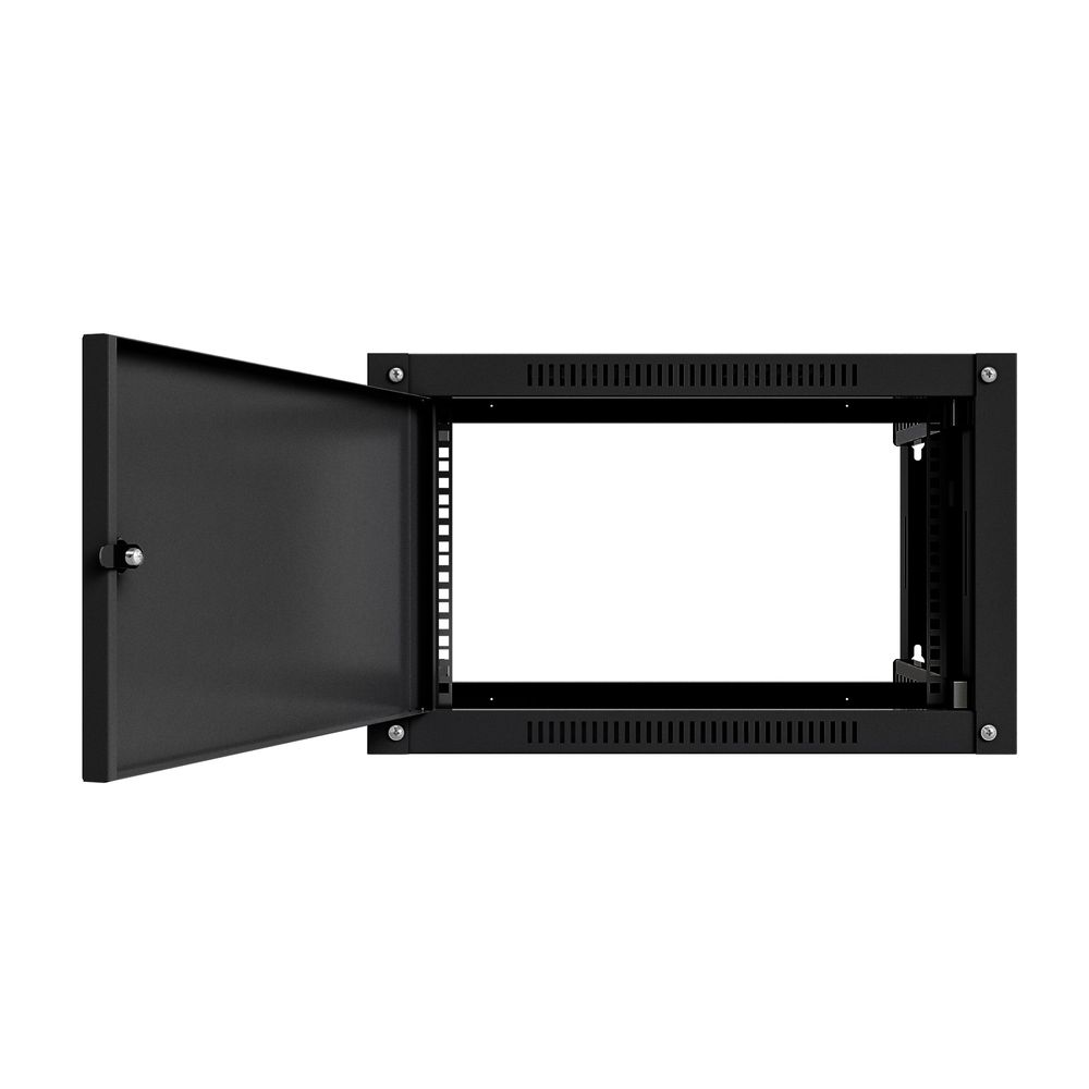 NTSS Шкаф настенный телекоммуникационный NTSS WS 15U 600х450х770мм, 2 профиля 19, дверь сплошная металл, боковые стенки съемные, разобранный, черный RAL 9005 NTSS-WSP15U6045FD-BL