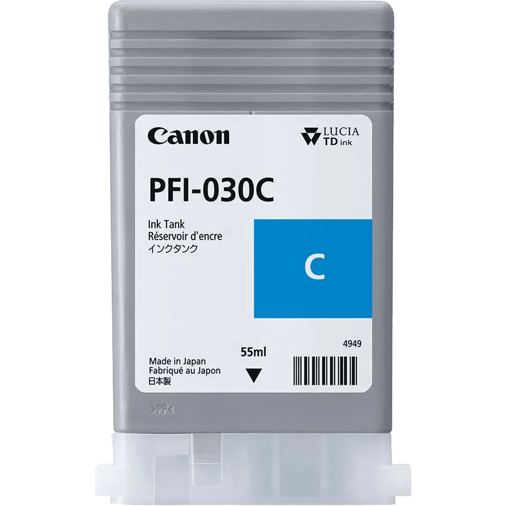 Картридж струйный Canon PFI-030C 3490C001 голубой (55мл) для Canon imagePROGRAF TA-20, TA-30, TM-240, TM-340.