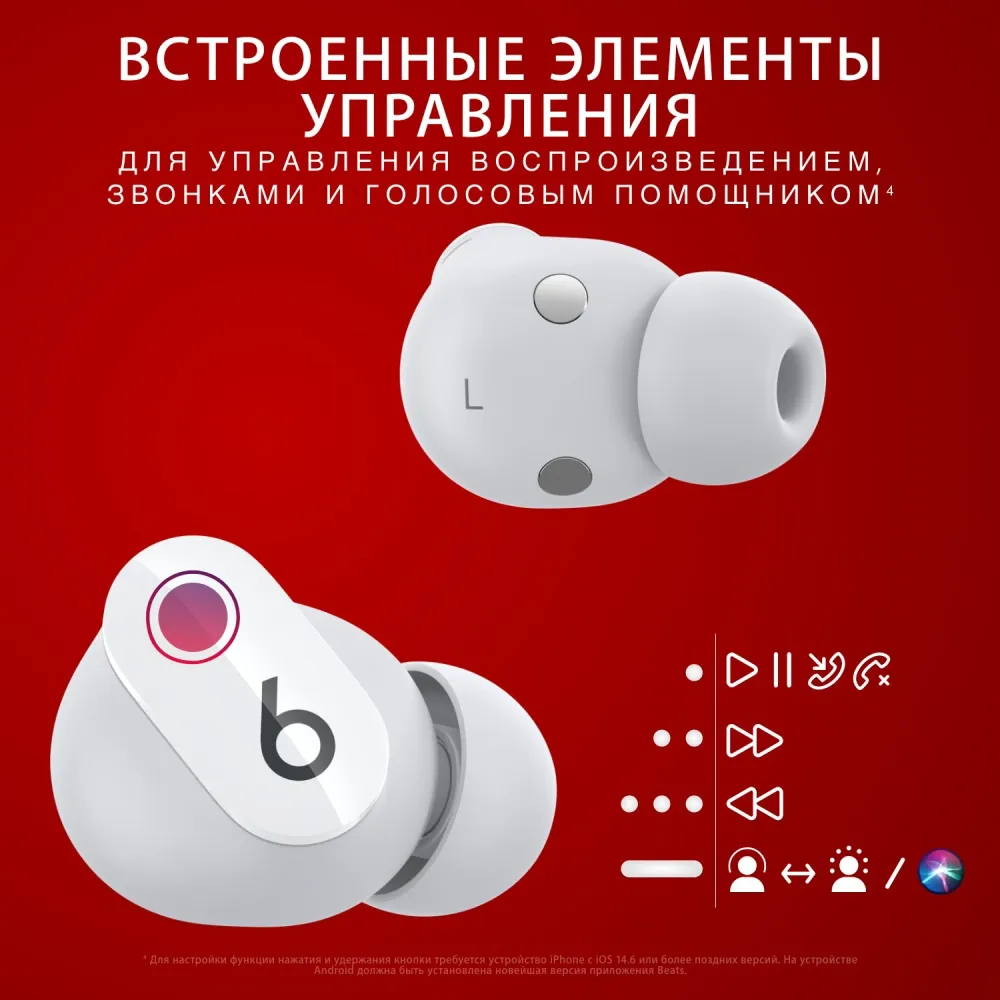Гарнитура внутриканальные Beats Studio Buds True Wireless Noise Cancelling белый беспроводные bluetooth в ушной раковине (MJ4Y3EE/A)