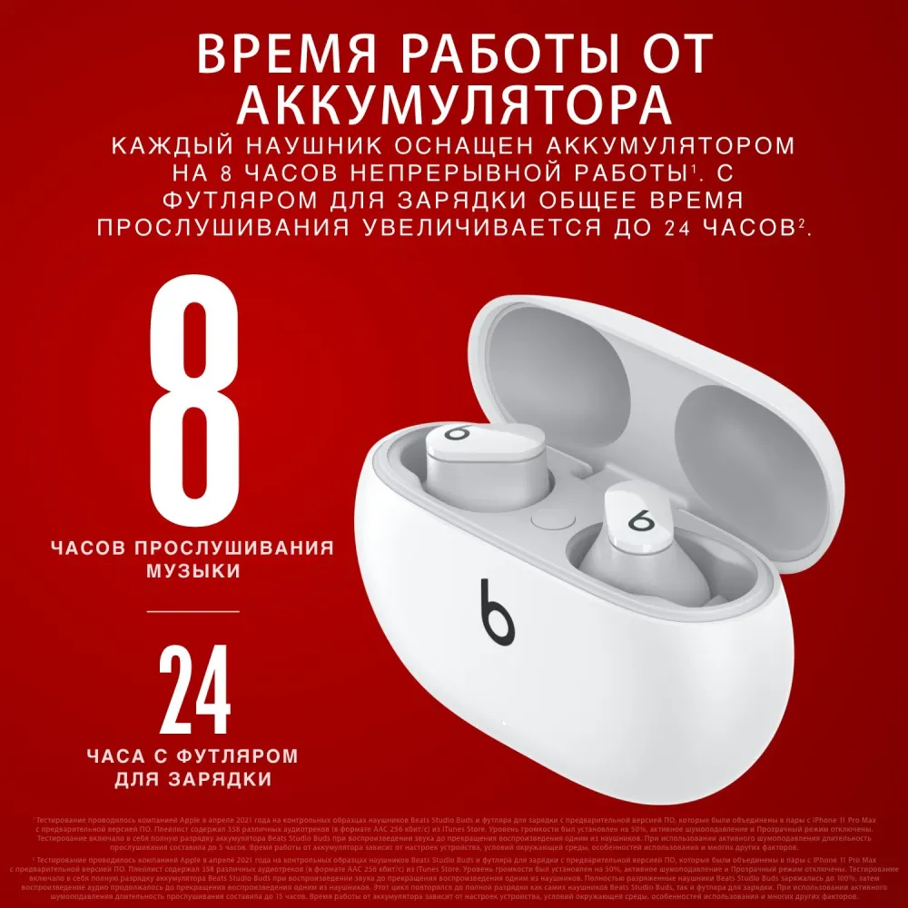Гарнитура внутриканальные Beats Studio Buds True Wireless Noise Cancelling белый беспроводные bluetooth в ушной раковине (MJ4Y3EE/A)
