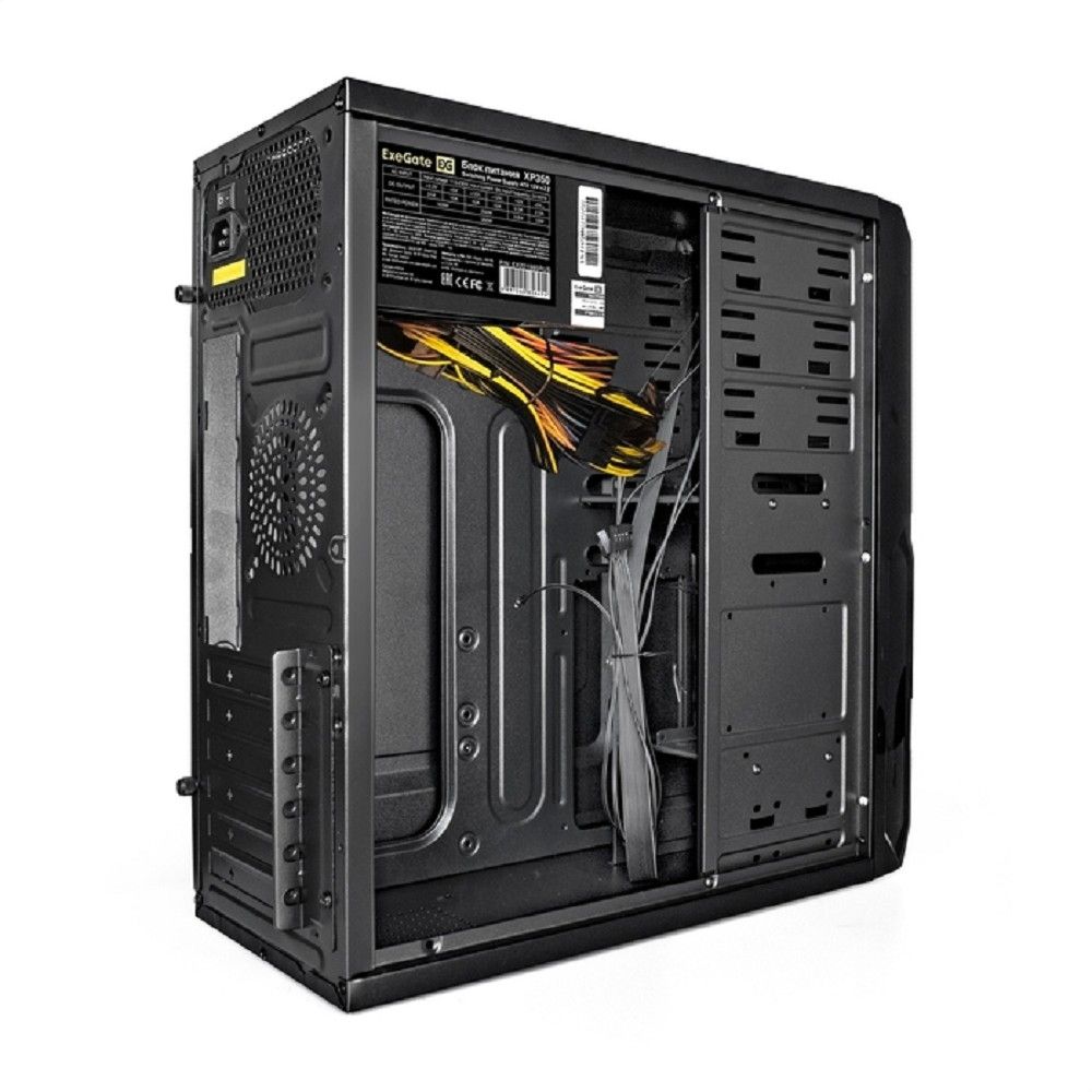 Exegate EX278395RUS Корпус Miditower Exegate XP-329S Black, ATX, <XP350, Black,120mm>, 2*USB, Audio