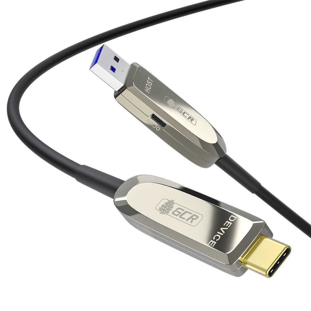 GCR PRO Кабель USB 3.1 (USB 3.2 Gen 2) Type-C, 40.0m, оптический, AM / CM, 10 Гбит/с, черный
