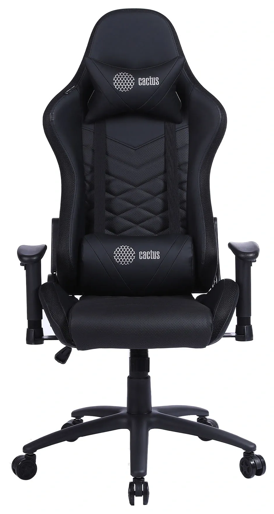 Кресло игровое Cactus CS-CHR-0099BL с RGB подсветкой черный эко.кожа с подголов. крестов. сталь