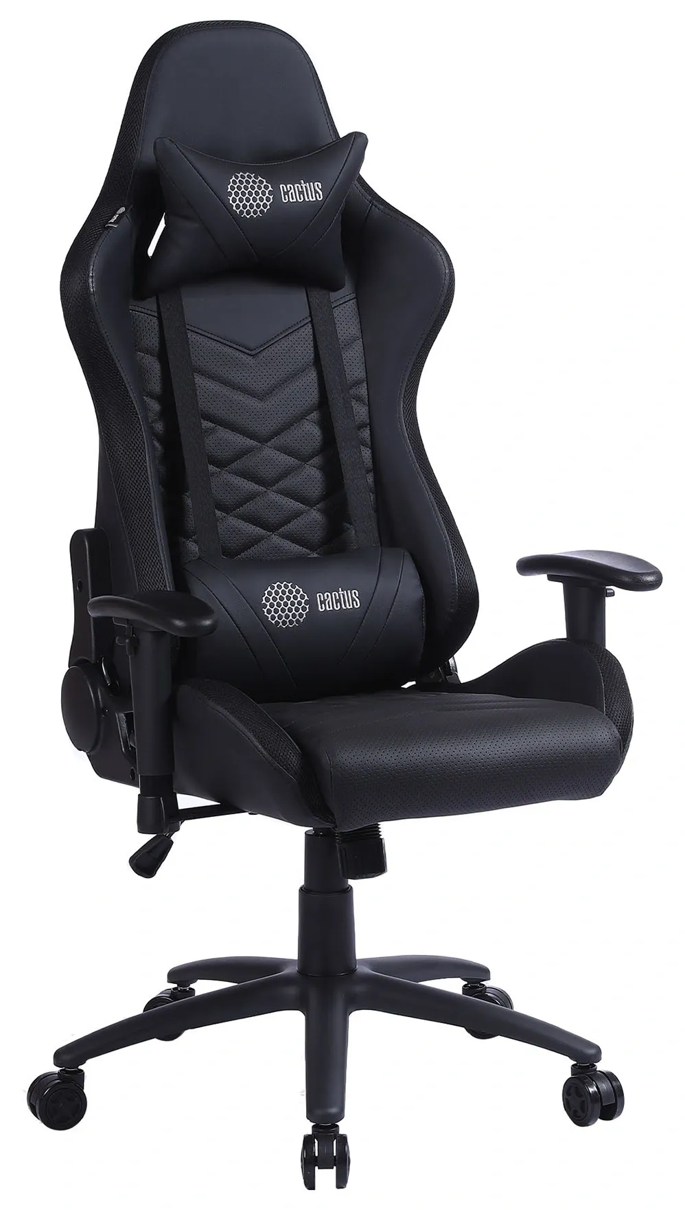 Кресло игровое Cactus CS-CHR-0099BL с RGB подсветкой черный эко.кожа с подголов. крестов. сталь