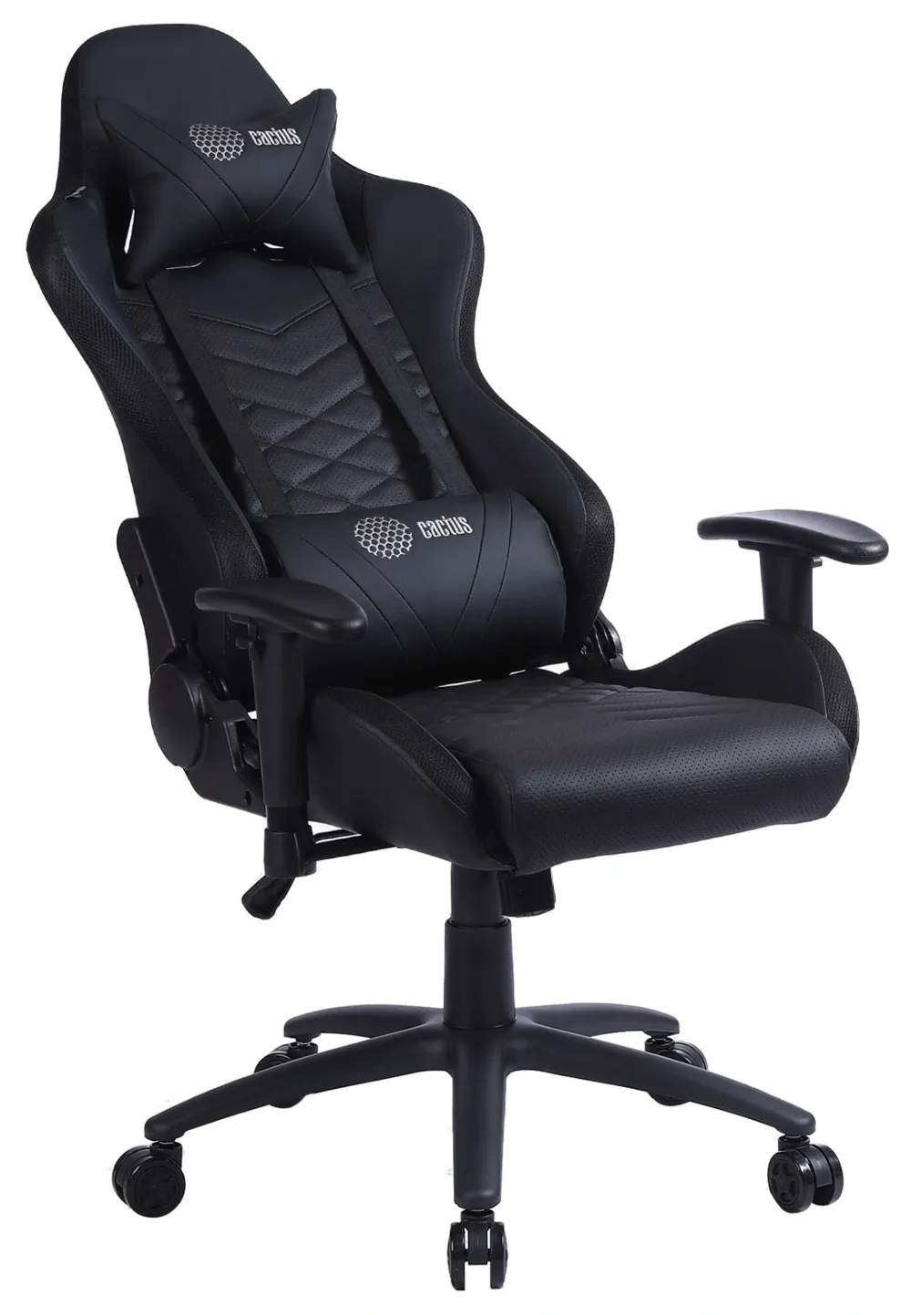 Кресло игровое Cactus CS-CHR-0099BL с RGB подсветкой черный эко.кожа с подголов. крестов. сталь
