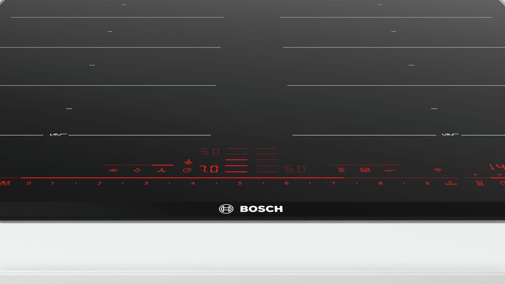 Индукционная,  Home Connect Serie 8, cтеклокерамика, черная, ширина 60см, 4 индукционных зоны нагрева, FlexInduction, сенсорное управление DirectSelect, функции HomeConnect, таймер, индикация остаточного тепла, блокировка от детей