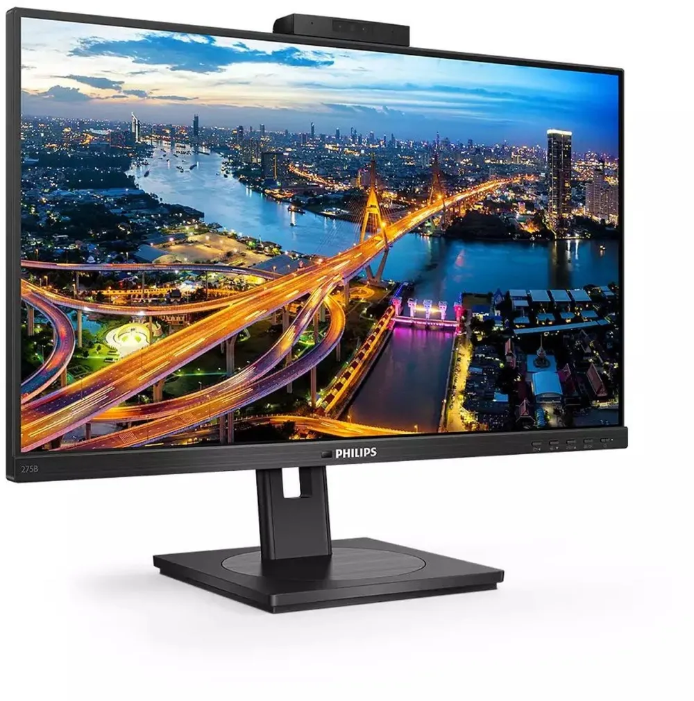 Монитор 27" PHILIPS 275B1H IPS, 2560x1440, 75Hz, 4ms, 350сd/m, 1000:1 | HDMI(1.4), DVI, DP(1.2), 4xUSB 3.2 | HAS, Pivot, Swivel, InPSU, Speakers, Cam, Vesa 100, Black