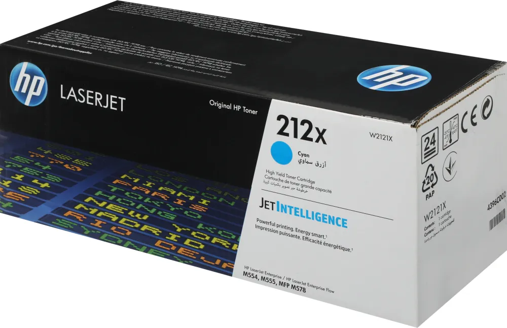 Картридж лазерный HP 212X W2121X голубой бар.в компл. (10000стр.) для HP CLJ Enterprise M554/M555