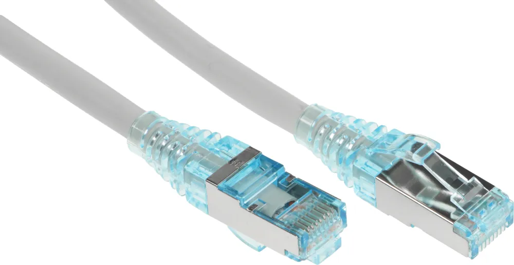 Патч-корд Hyperline PC-LPM-STP-RJ45-RJ45-C6-1M-LSZH-GY U/FTP RJ-45 вил.-вилка RJ-45 кат.6 1м серый LSZH 26AWG
