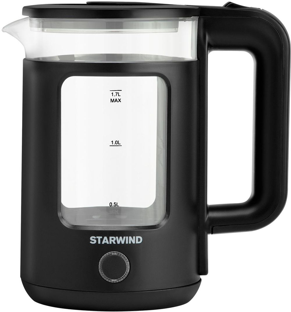Чайник электрический Starwind SKG1053 1.7л. 1800Вт черный корпус: стекло