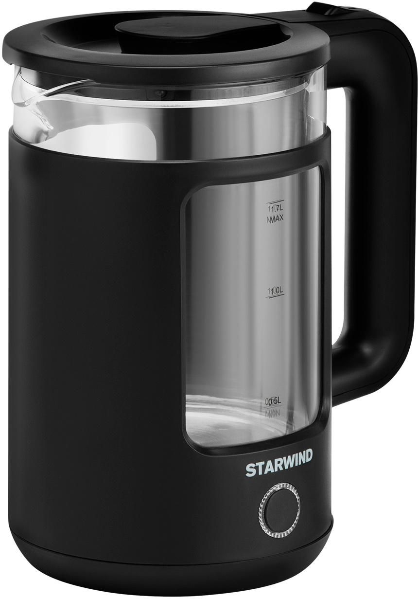 Чайник электрический Starwind SKG1053 1.7л. 1800Вт черный корпус: стекло