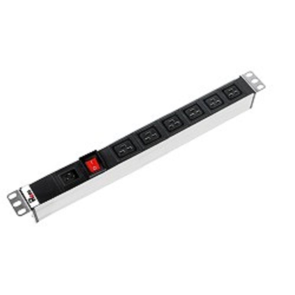 REM Блок розеток Rem-16 с выкл., 6 IEC 60320 C19, вход IEC 60320 C20, 16A, алюм., 19" (бывш R-16-6C19-V-440)