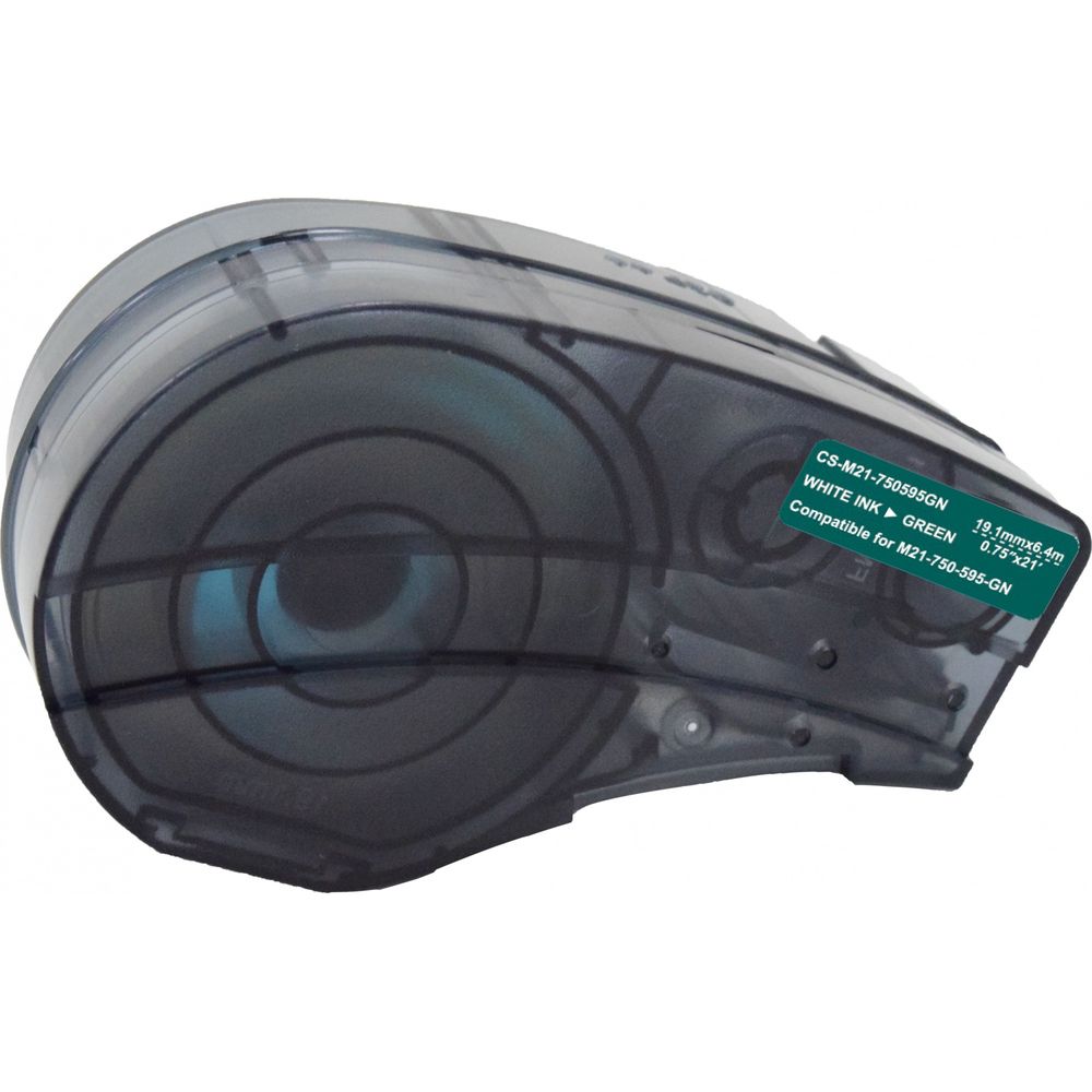 Картридж ленточный Cactus CS-M21-500595GN белый на зеленом 12.7x6.4 для Brady BMP21-PLUS, BMP21-LAB без чипа