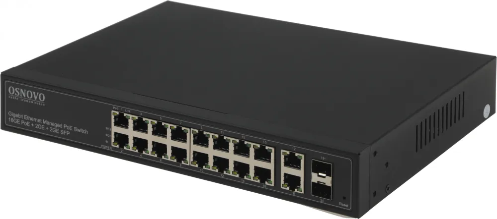 Коммутатор Osnovo SW-8182/L(300W) (L2+) 20x1Гбит/с 2SFP 16PoE 300W управляемый