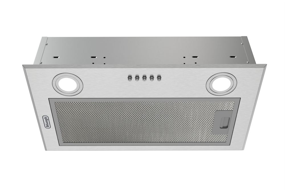 Встраиваемая вытяжка Delonghi/ Встраиваемая вытяжка Delonghi, 52 см, отвод/рециркуляция, 650 м3/ч, 3 скорости, механическое управление, LED подсветка, цвет нержавеющая сталь