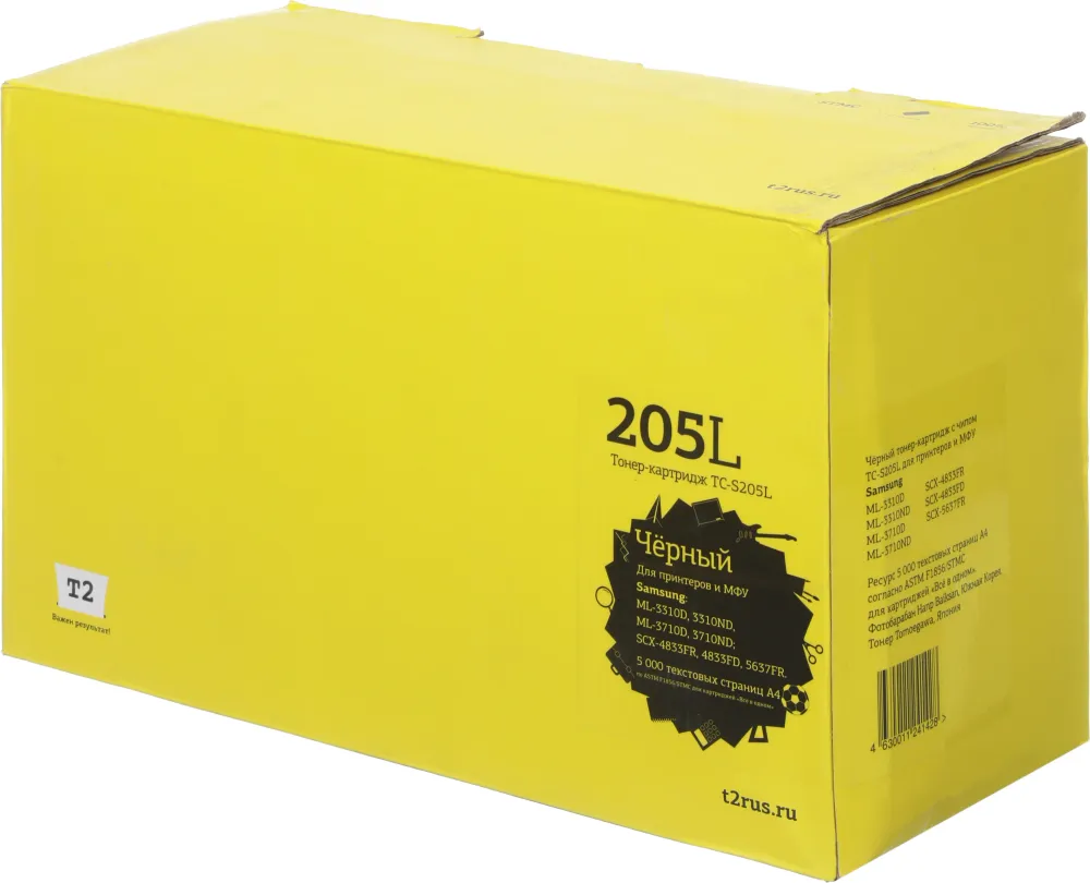 Картридж лазерный T2 MLT-D205L TC-S205L MLT-D205L/SU965A черный (5000стр.) для Samsung ML-3310D/3710D/SCX-4833FR/5637FR