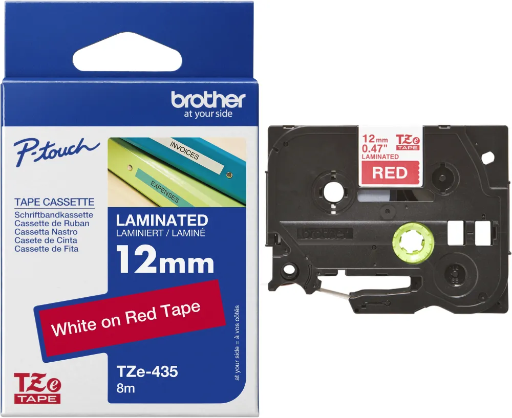 Картридж ленточный Brother TZE435 белый на красном 12x8 для Brother P-Touch
