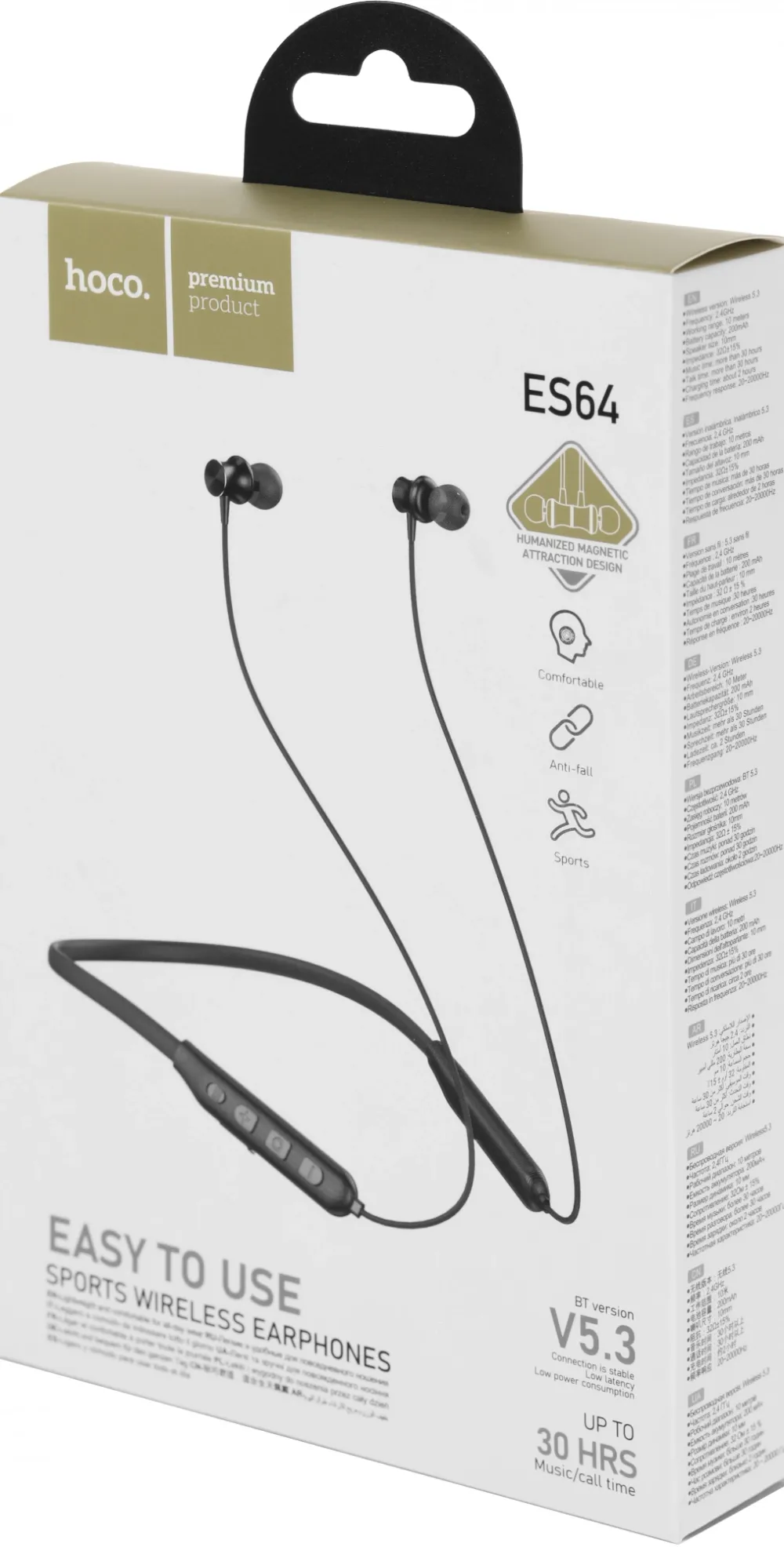 Гарнитура внутриканальные Hoco ES64 черный беспроводные bluetooth шейный обод