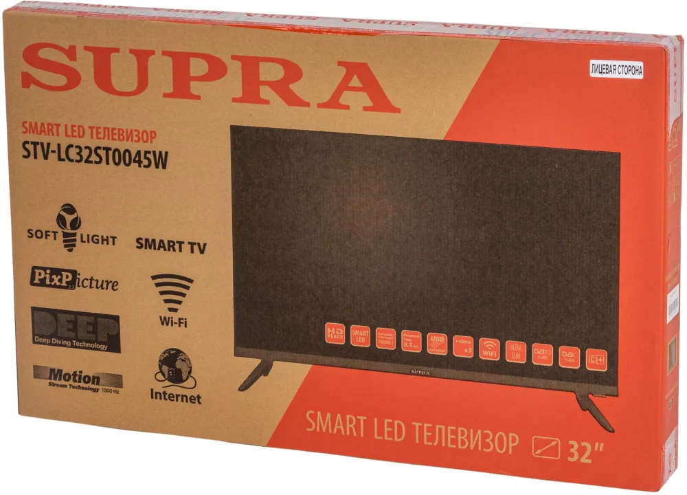 Телевизор LED Supra 32" STV-LC32ST0045W черный HD 60Hz DVB-T DVB-T2 DVB-C WiFi Smart TV (RUS)