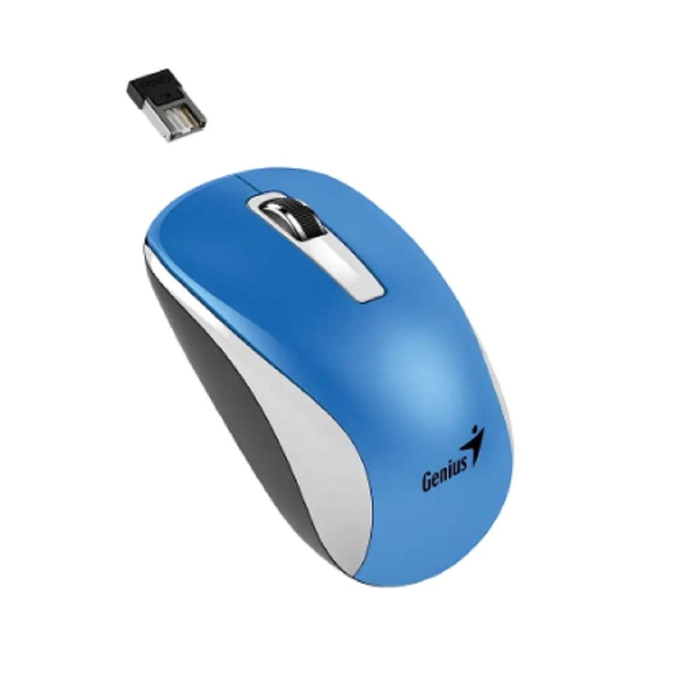 Genius Мышь NX-7010 White/Blue { оптическая, 800/1200/1600 dpi, радио 2,4 Ггц, 1хАА, USB} [31030114110]