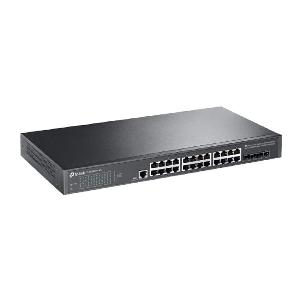 Коммутатор TP-LINK TL-SG3428X-UPS JetStream™ 24 портовый гигабитный управляемый коммутатор уровня 2+ с 4 слотами SFP+ 10GE и источником бесперебойного питания