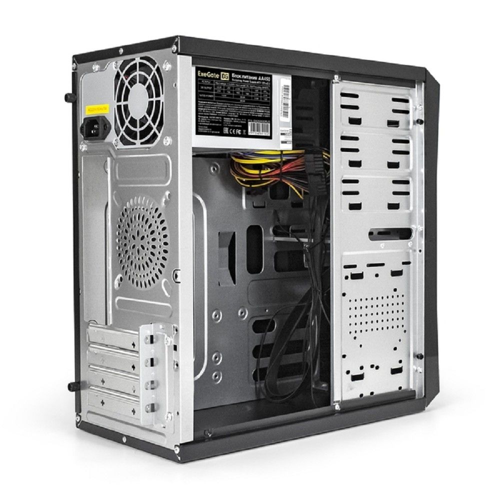 Exegate EX284025RUS Корпус Minitower BA-202 Black, mATX, <AA450, 80mm>, 2*USB, Audio