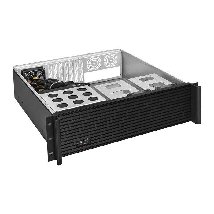 Exegate EX292700RUS Серверный корпус ExeGate Pro 3U450-08 <RM 19", высота 3U, глубина 450, БП 1200ADS, USB>