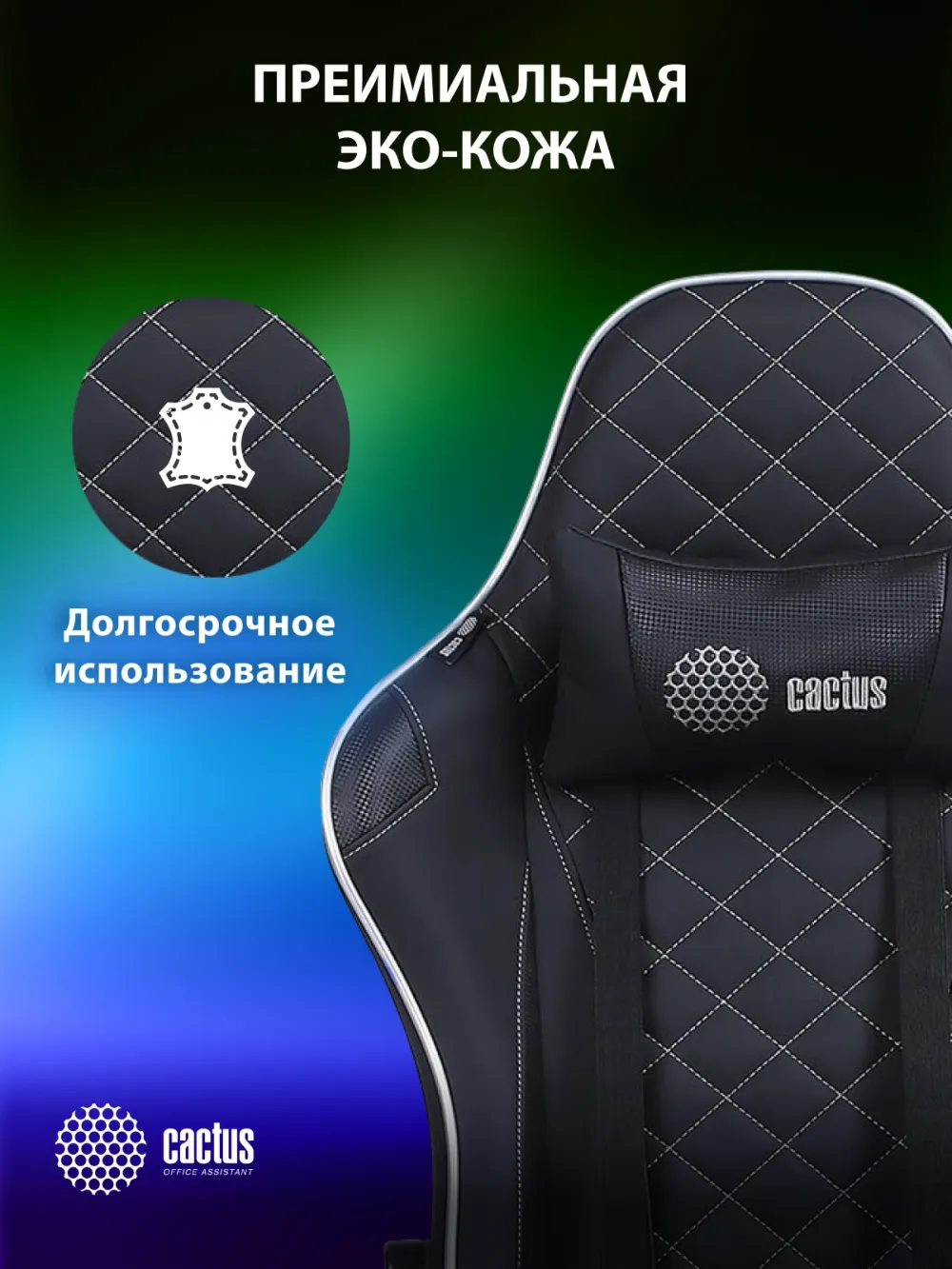 Кресло игровое Cactus CS-CHR-030BLS черный/серебристый эко.кожа с подголов. крестов. сталь