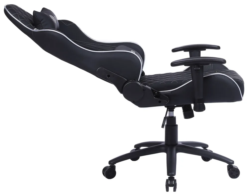Кресло игровое Cactus CS-CHR-030BLS черный/серебристый эко.кожа с подголов. крестов. сталь