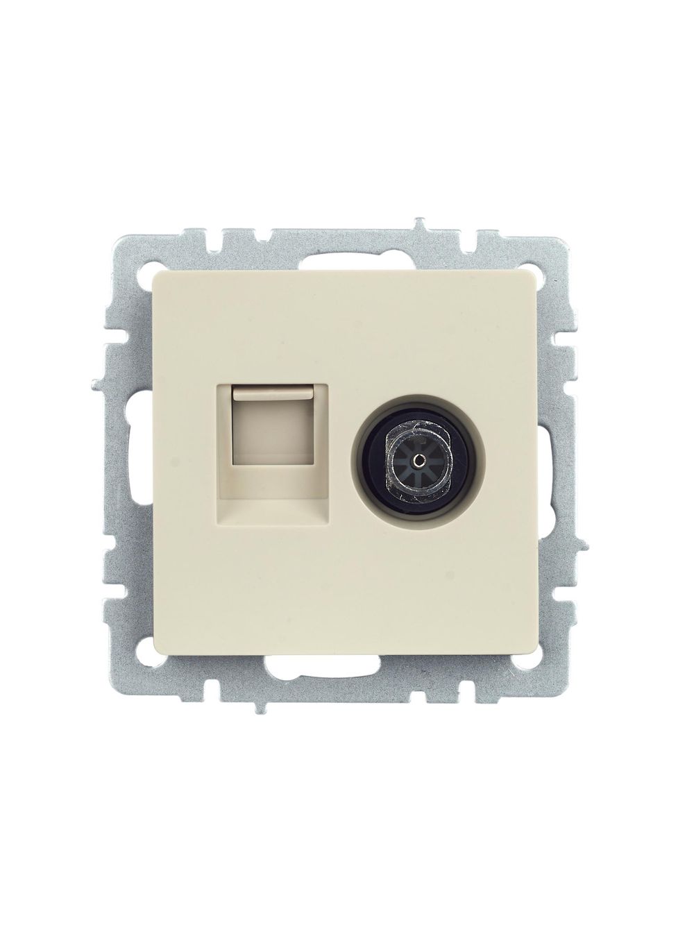 Розетка двойная/ BRITE Розетка двойная TV+RJ-45 кат.5E РТВ/РК12-БрКр бежевый