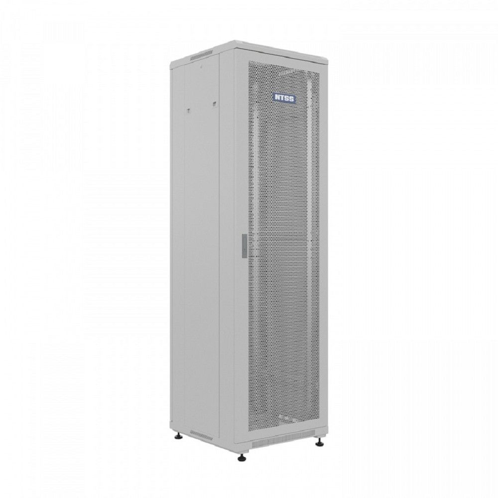 NTSS Шкаф напольный универсальный серверный NTSS R 18U 600х600мм, 4 профиля 19, двери перфорированная и перфорированная, боковые стенки съемные, регулируемые опоры, разобранный, серый RAL 7035 NTSS-R1