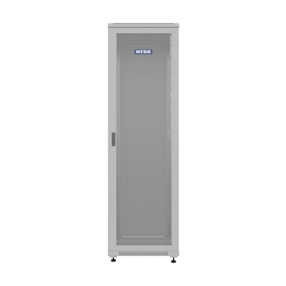 NTSS Шкаф напольный универсальный серверный NTSS R 18U 600х600мм, 4 профиля 19, двери перфорированная и перфорированная, боковые стенки съемные, регулируемые опоры, разобранный, серый RAL 7035 NTSS-R1