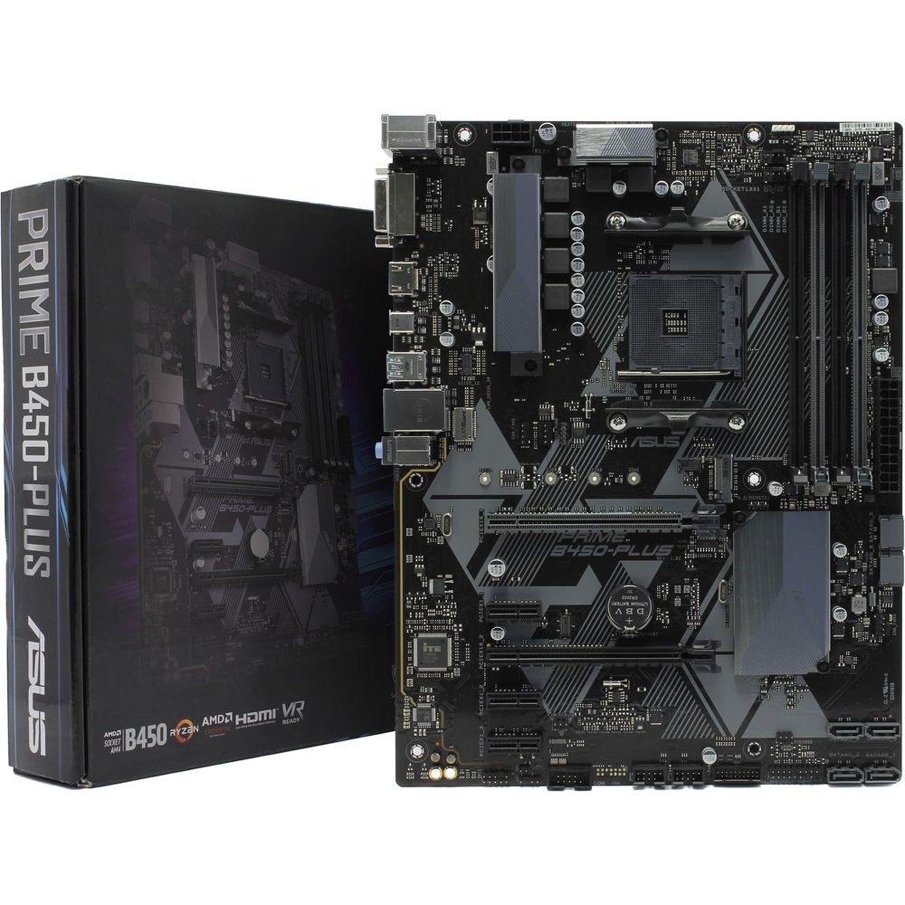 Материнская плата Asus PRIME B450-PLUS Soc-AM4 AMD B450 4xDDR4 ATX AC`97 8ch(7.1) GbLAN RAID+DVI+HDMI