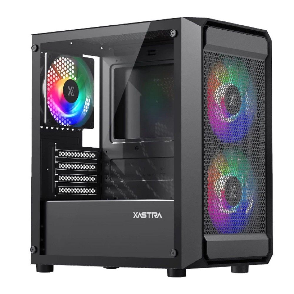 XASTRA Корпус A303M 3FRGB Black mATX/Mesh/ tempered glass / 2x140mm + 1x120mm  FRGB fans/ A303M-2FC14F-1FC12F