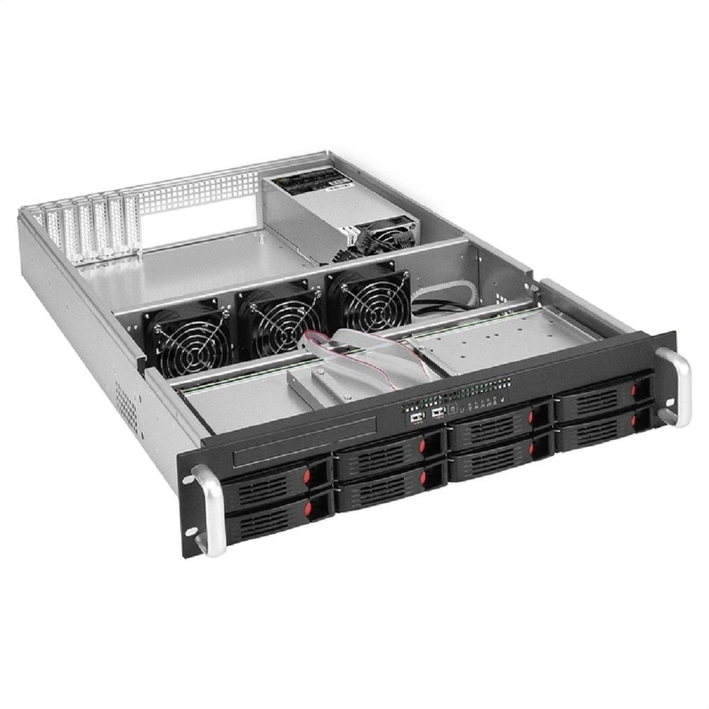 Exegate EX295863RUS Серверный корпус ExeGate Pro 2U660-HS08 <RM 19", высота 2U, глубина 660, БП 2U-700ADS, 8xHotSwap, USB>