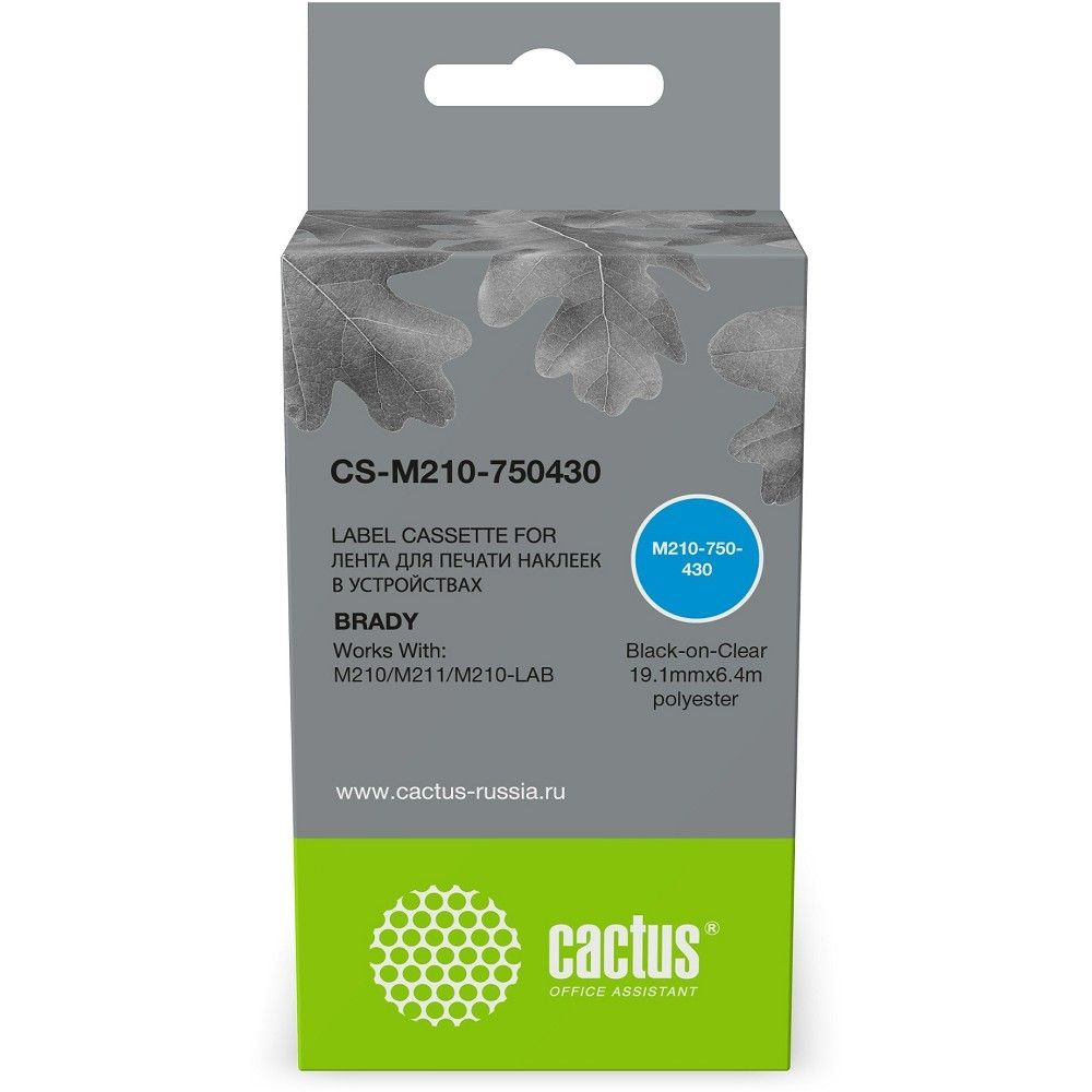 Картридж ленточный Cactus CS-M210-750430 M210-750-430 черный на прозрачном 19.1x6.4 для Brady M210/M211/M210-LAB