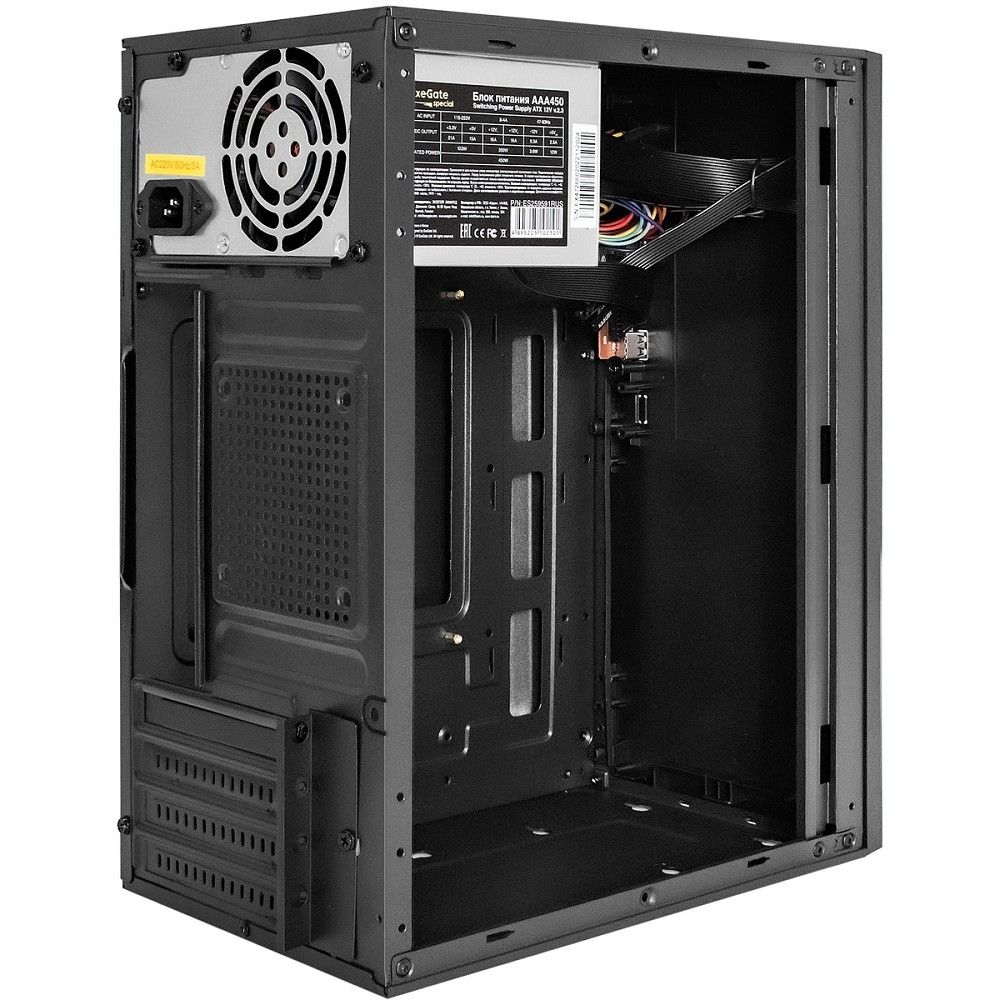 Exegate EX298005RUS Корпус Minitower BAA-308U2-AAA350 (mATX, БП AAA350 с вент. 8см, 1*USB+2*USB3.0, HD Audio, черный)