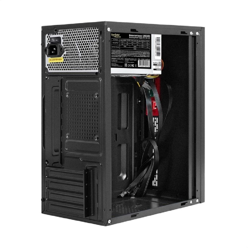 Exegate EX299252RUS Корпус Minitower ExeGate BAA-403-UNS350 (mATX, БП UNS350 с вент. 12см, 2*USB, HD Audio, черный)