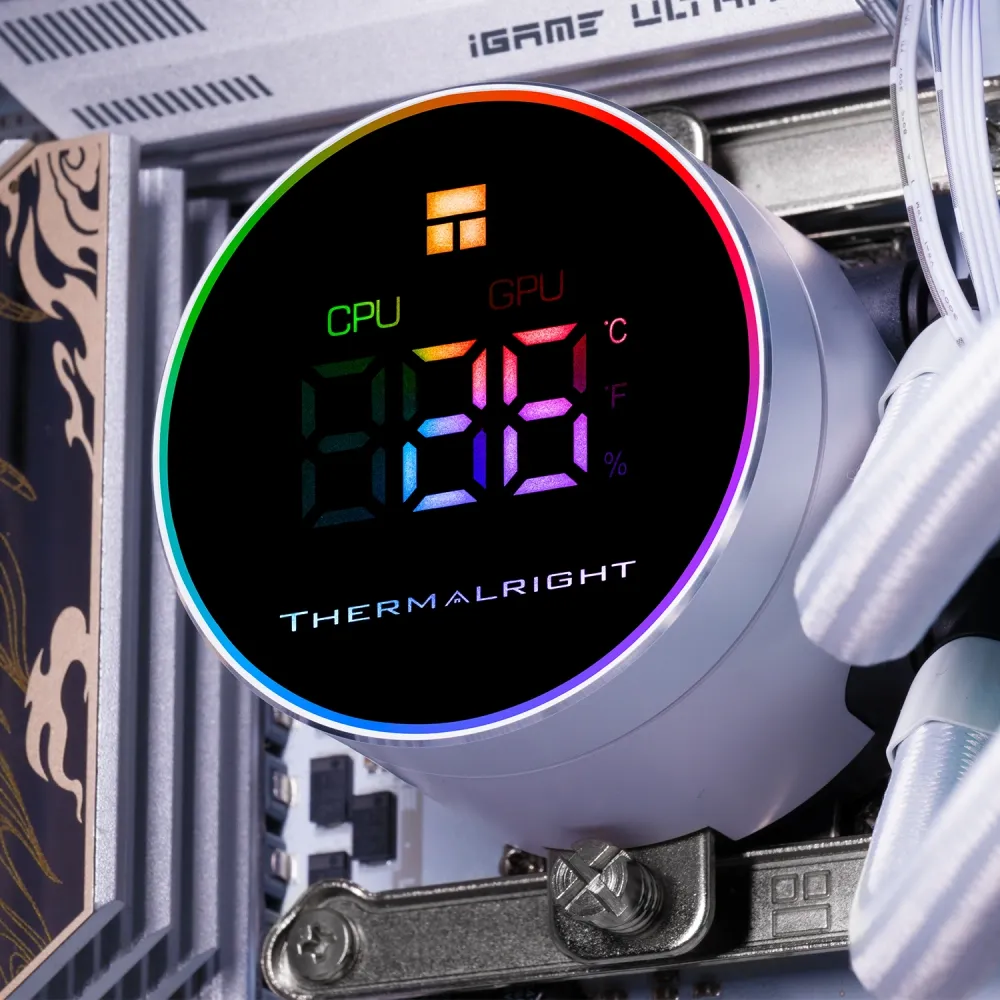 Система водяного охлаждения Thermalright Frozen Magic 360 Digital V2 ARGB Soc-AM5/AM4/1200/1700/1851 белый 4-pin 28.2dB Al LCD Ret (F-MAGIC-360-DIGITAL-WH-ARGB-V2)