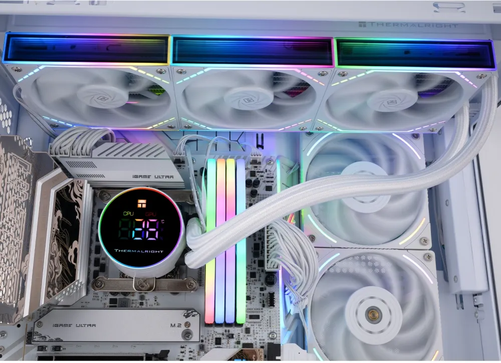 Система водяного охлаждения Thermalright Frozen Magic 360 Digital V2 ARGB Soc-AM5/AM4/1200/1700/1851 белый 4-pin 28.2dB Al LCD Ret (F-MAGIC-360-DIGITAL-WH-ARGB-V2)