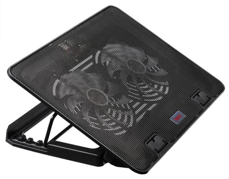 Подставка для ноутбука Buro BU-LCP156-B214H 15.6" 355x255x30мм 2xUSB 2x 140ммFAN 900г металлическая сетка/пластик черный