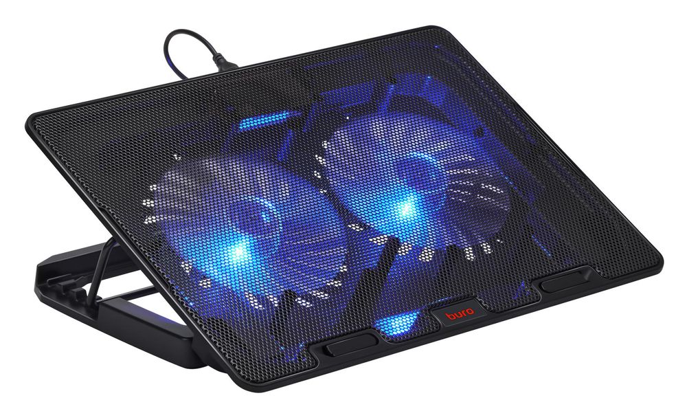 Подставка для ноутбука Buro BU-LCP156-B214H 15.6" 355x255x30мм 2xUSB 2x 140ммFAN 900г металлическая сетка/пластик черный