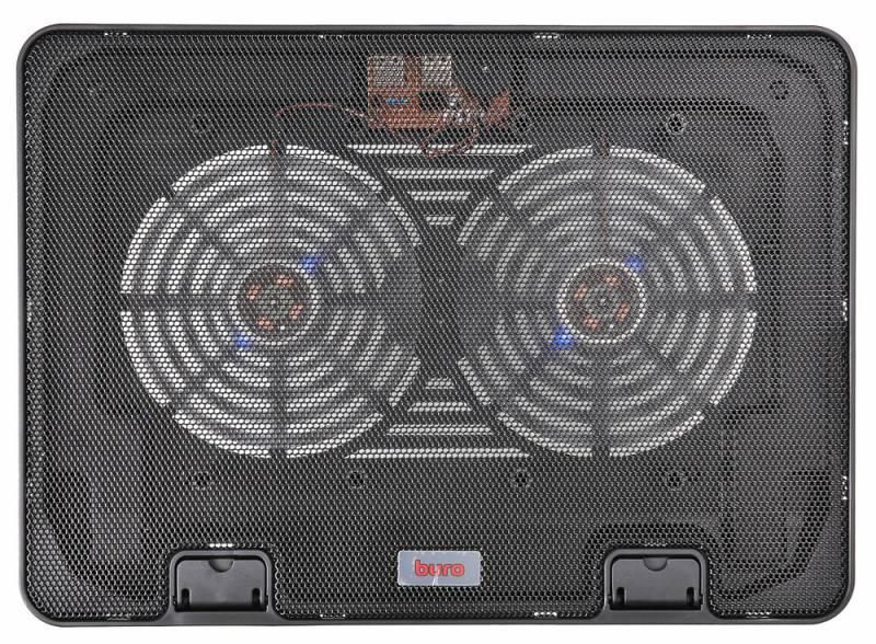 Подставка для ноутбука Buro BU-LCP156-B214H 15.6" 355x255x30мм 2xUSB 2x 140ммFAN 900г металлическая сетка/пластик черный