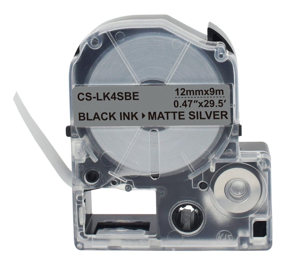 Картридж ленточный Cactus CS-LK4SBE LK-4SBE черный на сереб.мат. 12x9 для Epson LW300/LW400/LW700/LW600P/LW1000P/K400/Z700/Z900
